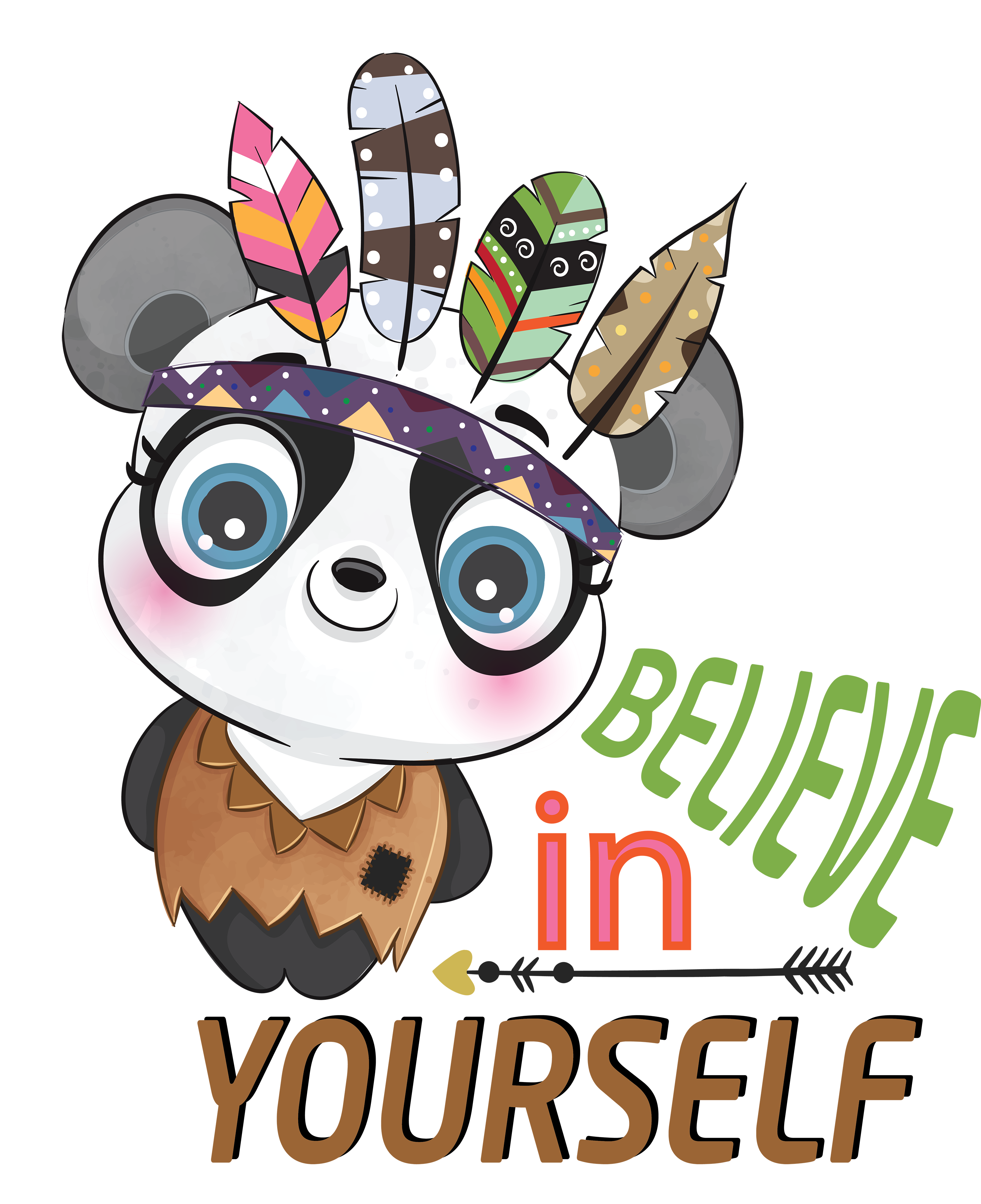 Believe in Yourself Panda Animal Design - Ready to Press