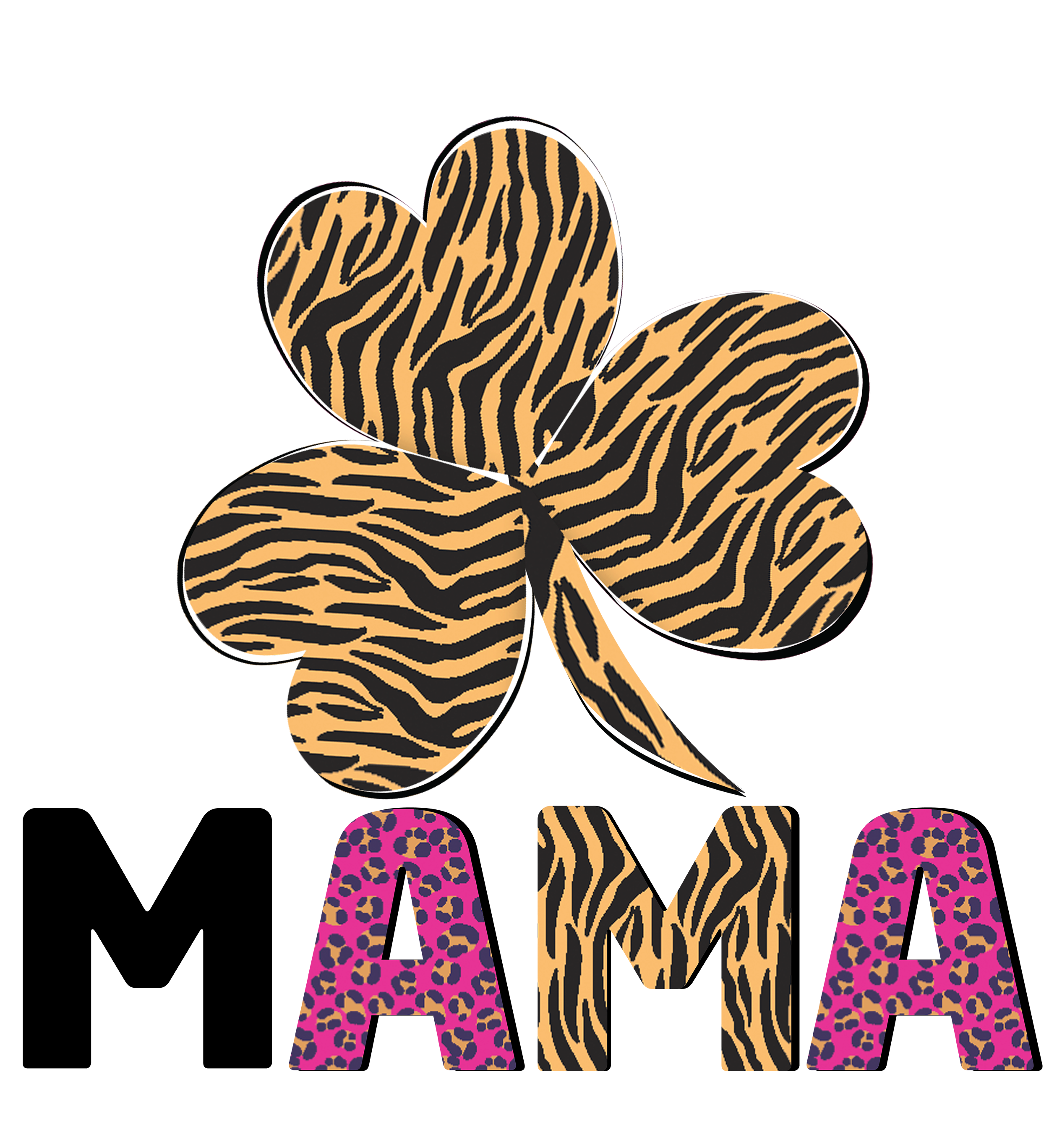 Mama Leopard Print Clover Design - Ready to Press