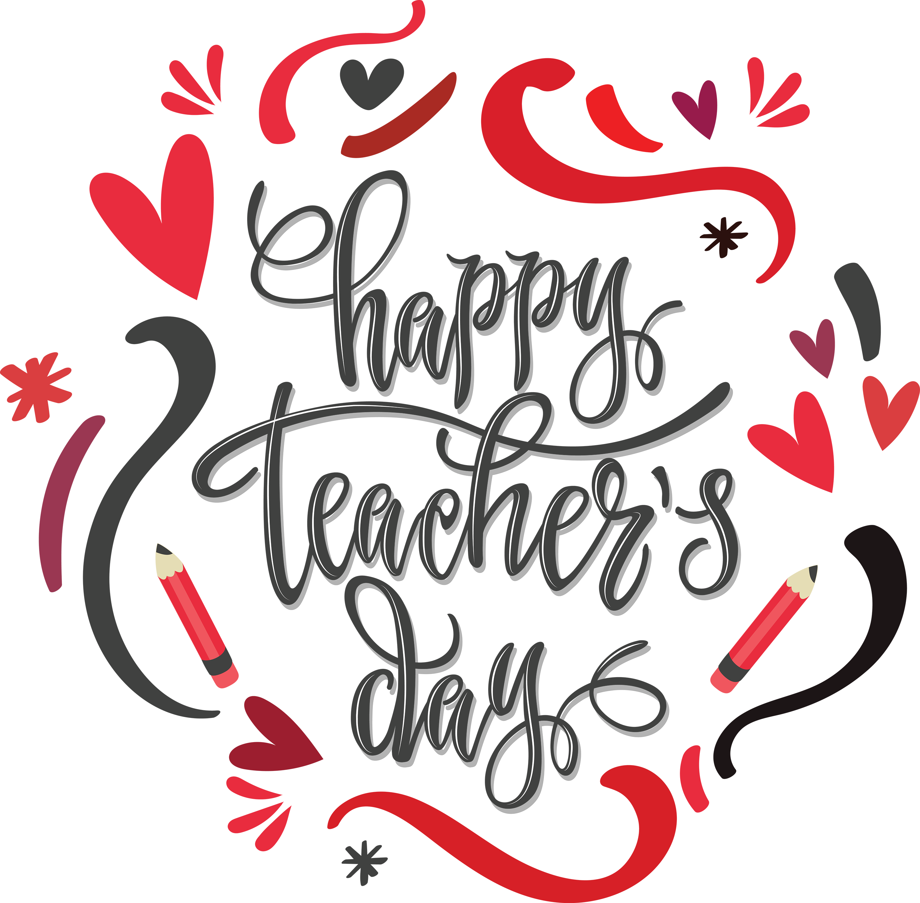 Happy Teacher’s Day (Red & Black Design) - Teacher's Day Design - Ready to Press